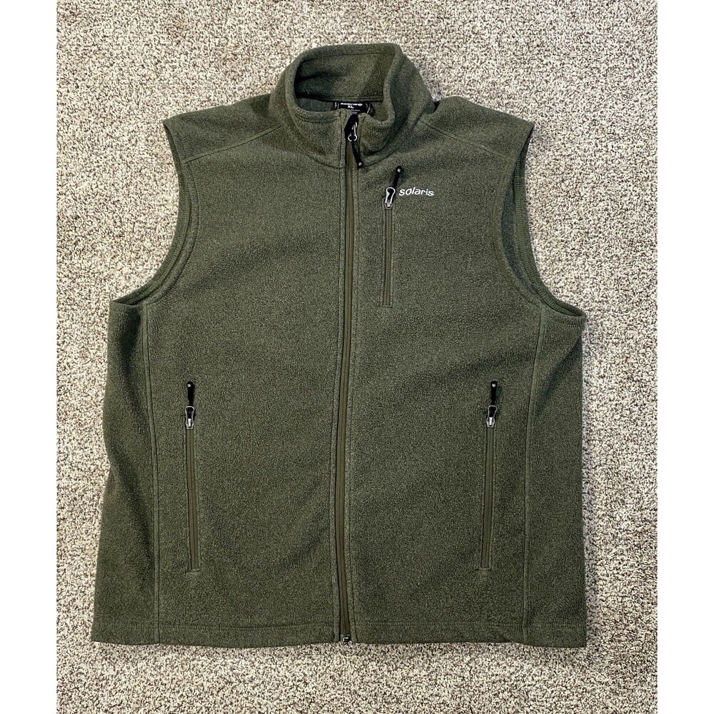Solaris Vest Mens XL Green Fleece Full Zip Pockets Hiking Outdoors Jacket